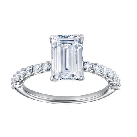 Calista 14K White Gold Emerald Cut Lab Grown Diamond Engagement Ring - 2.55 ctw