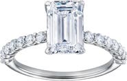 LuvMyJewelry Calista 14K White Gold Emerald Cut Lab Grown Diamond Engagement Ring - 2.55 ctw