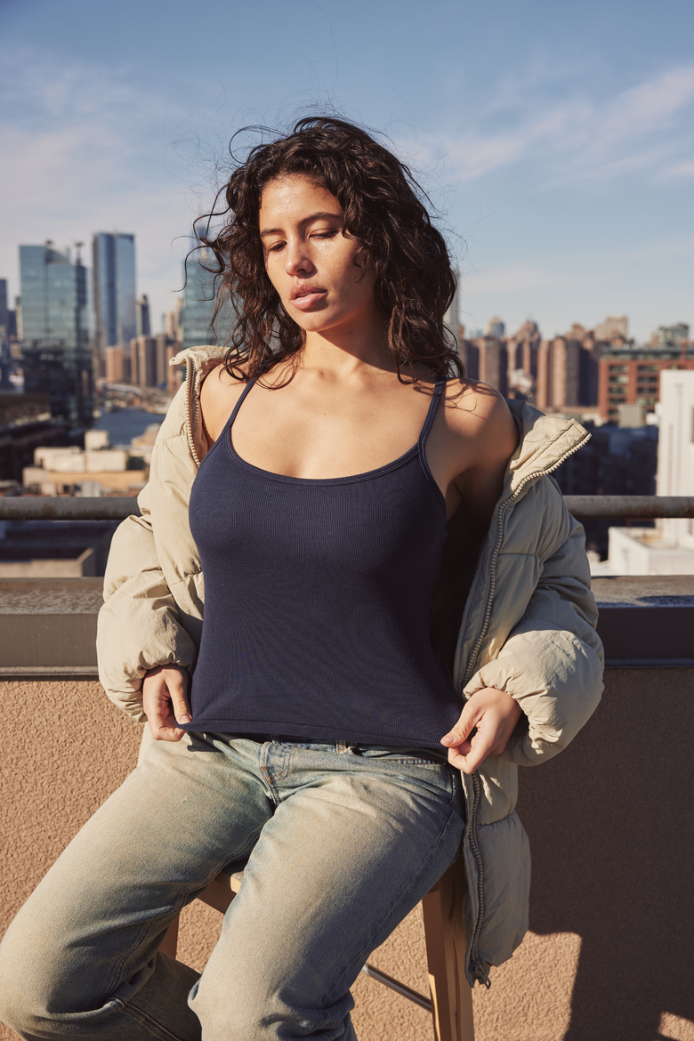 The  Ribbed Bra   Top, Alternate, color, True Navy