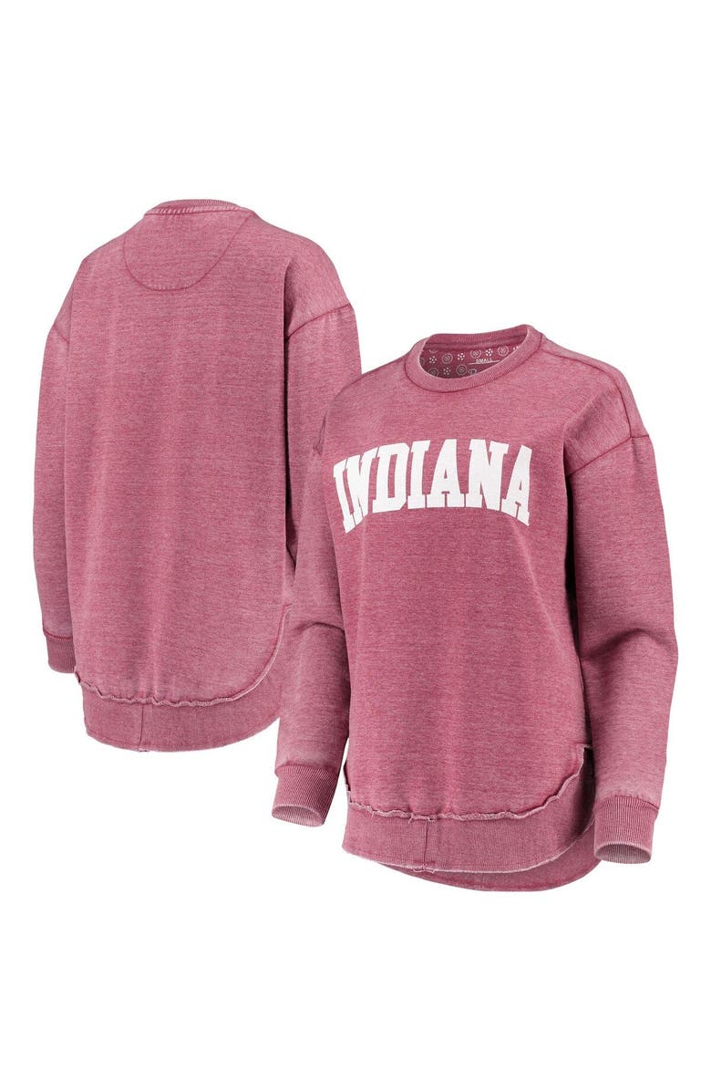 PRESSBOX Women's Pressbox Crimson Indiana Hoosiers Vintage Wash Pullover Sweatshirt, Main, color, 