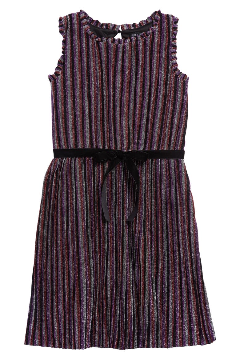 Shimmer Stripe Shift Dress, Main, color, MULTI BLACK