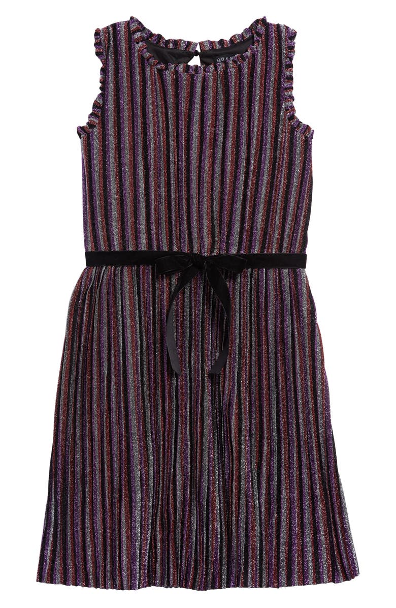 Ava & Yelly Shimmer Stripe Shift Dress, Main, color, 