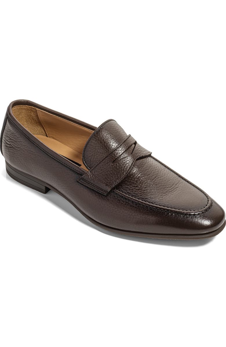 TO BOOT NEW YORK Merritt Pebbled Leather Penny Loafer, Main, color, Dark Brown