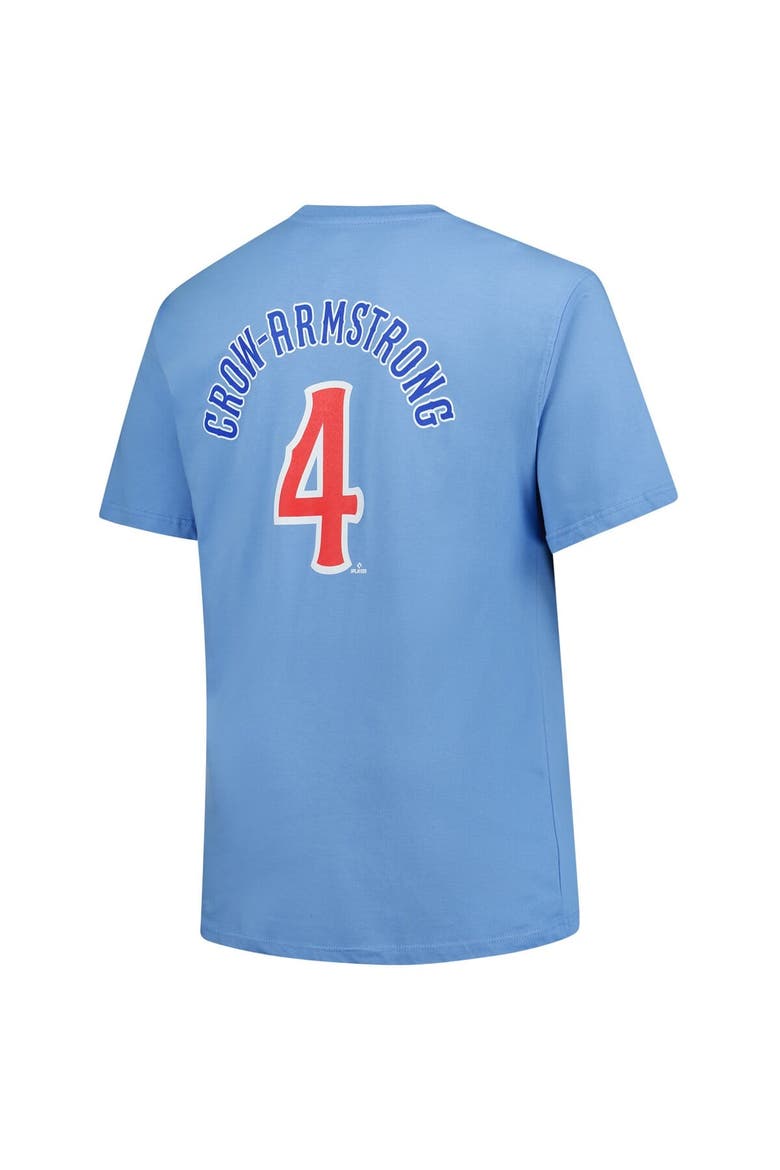 Men's Fanatics Pete Crow-Armstrong Light Blue Chicago Cubs Big & Tall Name & Number T-Shirt, Alternate, color, Light Blue