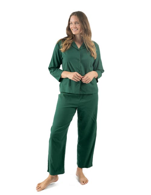 Leveret Cotton Flannel Printed Holiday Pajama Set In Green