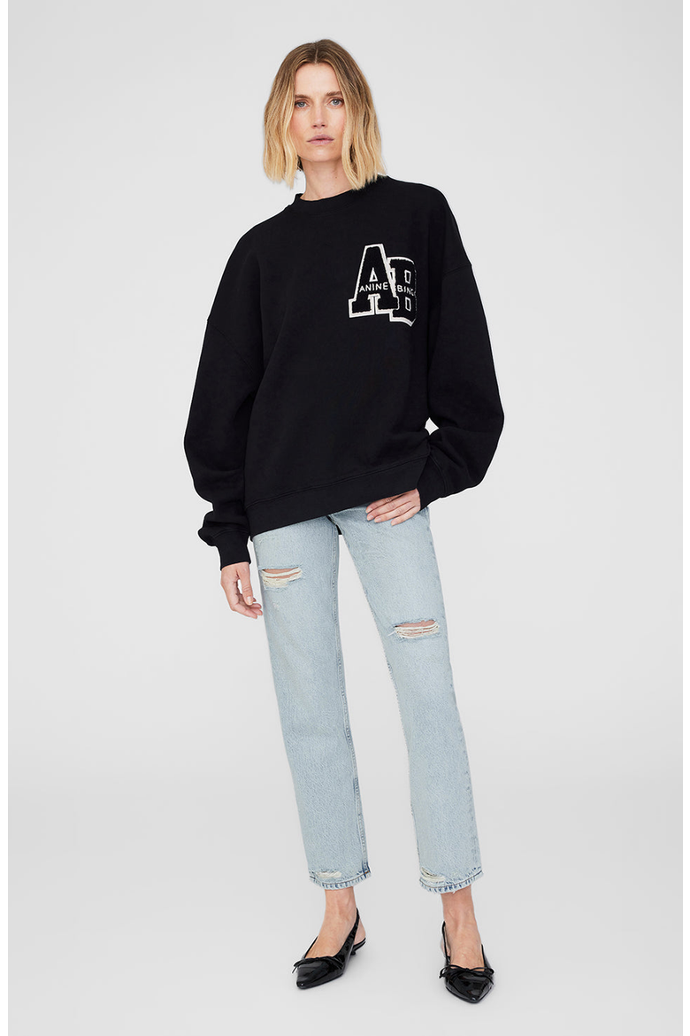 Miles Oversized Sweatshirt Letterman, Main, color, Black