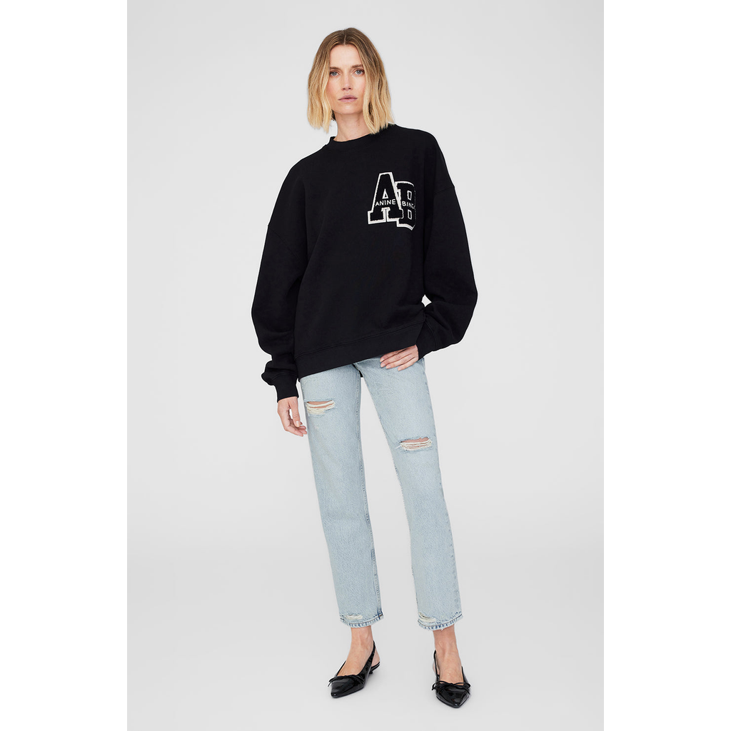 Anine Bing Miles Oversized Sweatshirt Letterman In Black