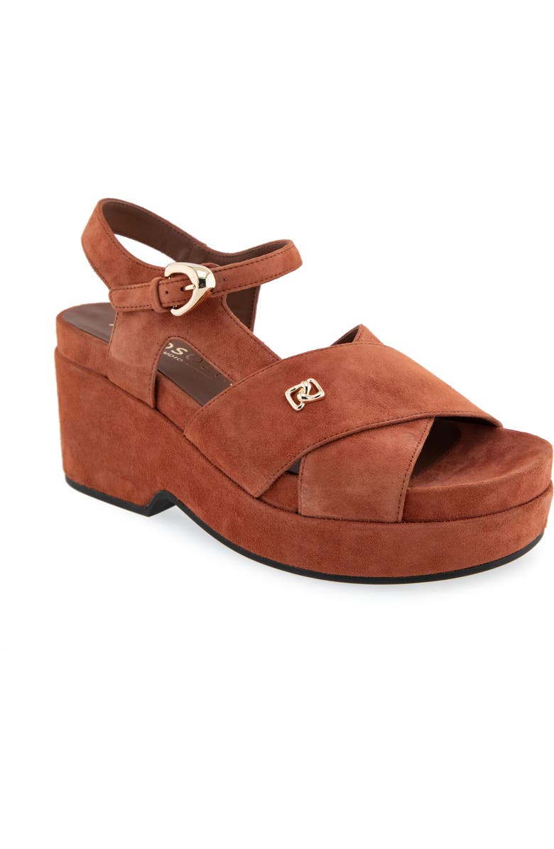 Aerosoles Cora Ankle Strap Platform Sandal, Main, color, Rust Suede
