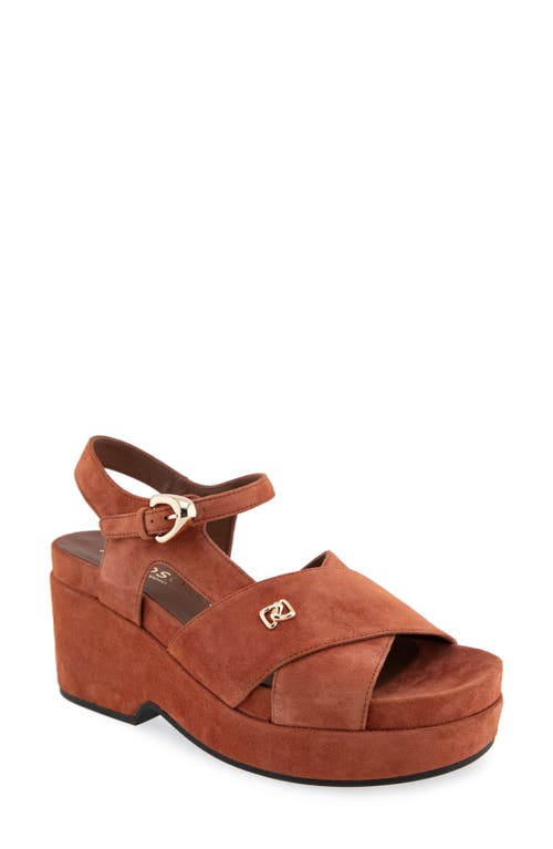 Aerosoles Cora Ankle Strap Platform Sandal in Rust Suede 
