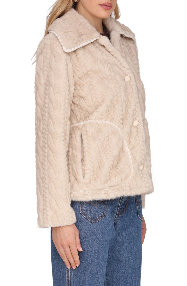 Avec Les Filles High Pile Fleece Jacket, Alternate, color, Sand Cable
