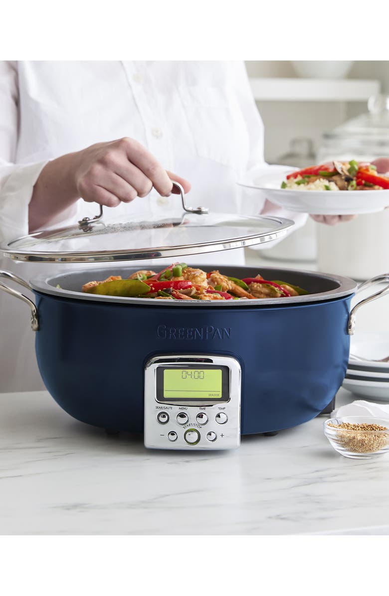 GreenPan Elite 6-Quart Essential Smart Skillet, Alternate, color, Oxford Blue