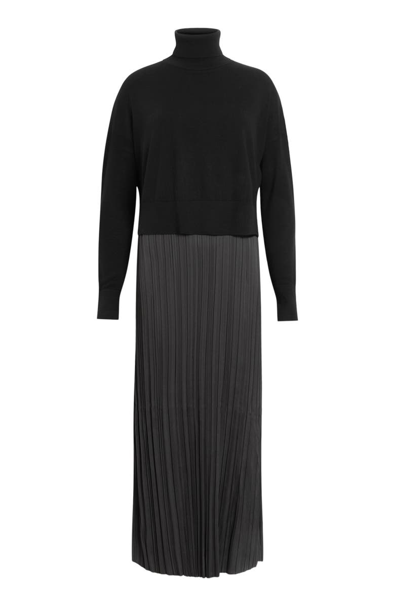 AllSaints Vittoria Merino Wool High-Low Sweater & Micropleat Midi Dress Set, Alternate, color, 