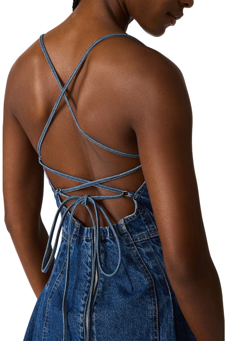 Dianne Strappy Back Denim Minidress, Alternate, color, DENIM BLUE