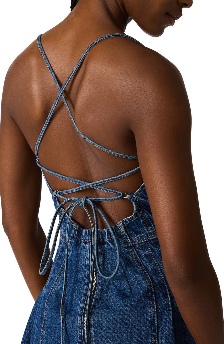 Steve Madden Dianne Strappy Back Denim Minidress, Alternate, color, Denim Blue