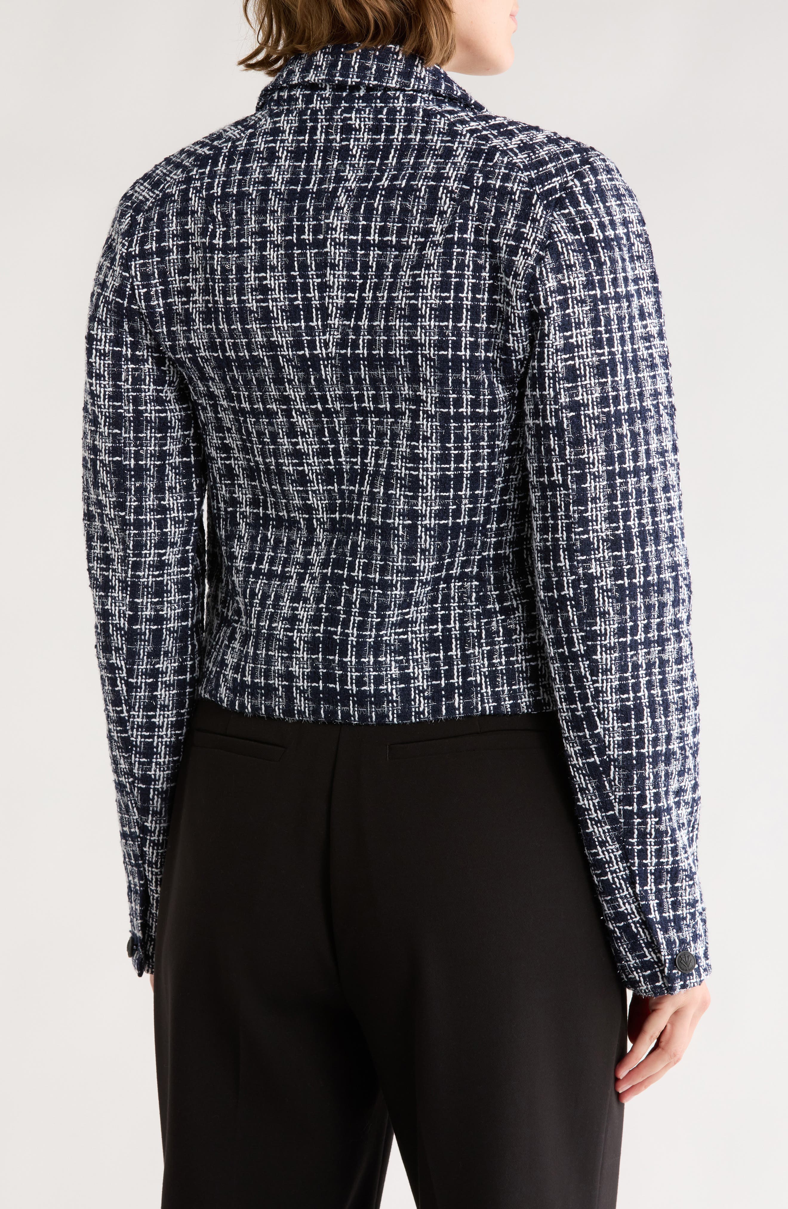 Elvy Double Breasted Crop Tweed Blazer - image 2