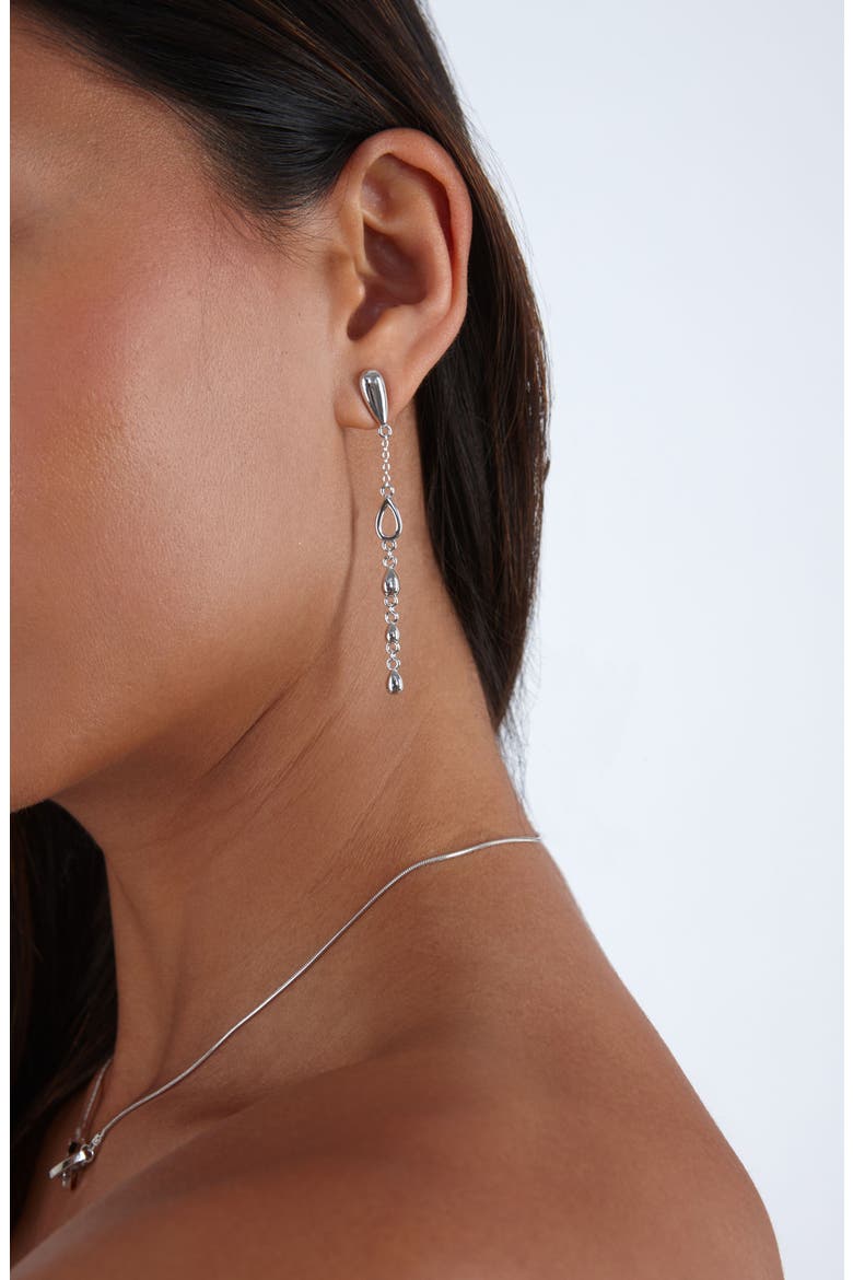 Station Petal Drop Earrings, Alternate, color, Sterling Silver
