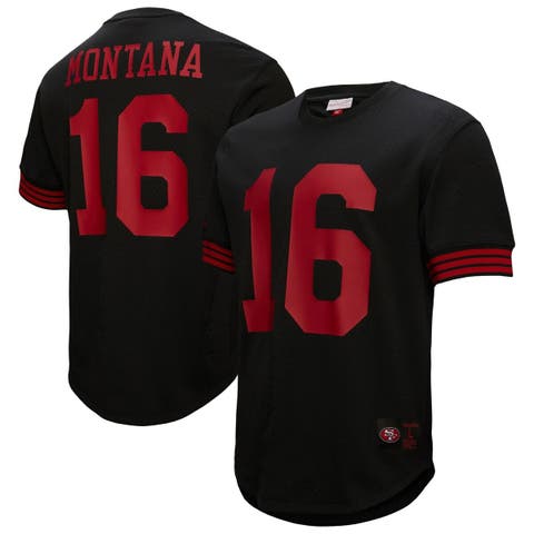 Men's Mitchell & Ness Joe Montana Black San Francisco 49ers Big & Tall Mesh Player Name & Number Top
