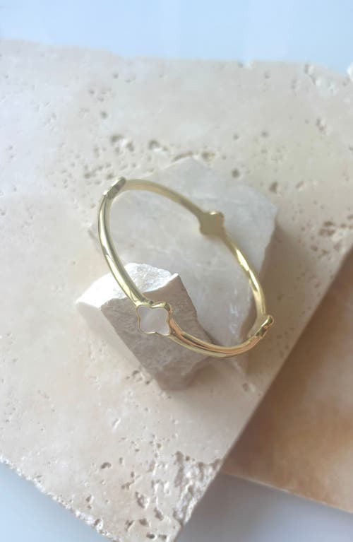 Adornia Mother Of Pearl Clover Station Bangle In Gold