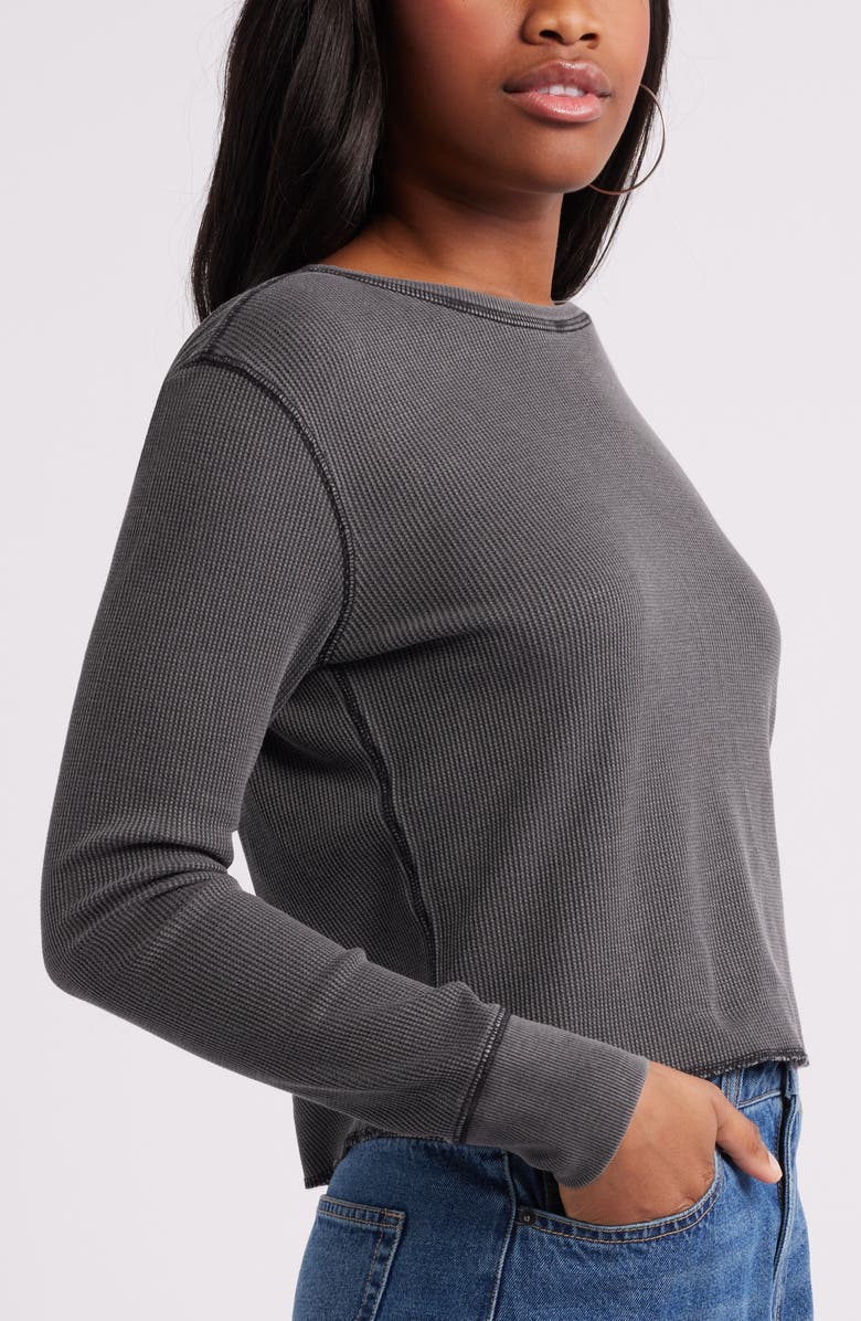 BP. Waffle Knit Long Sleeve Crop Top, Alternate, color, 