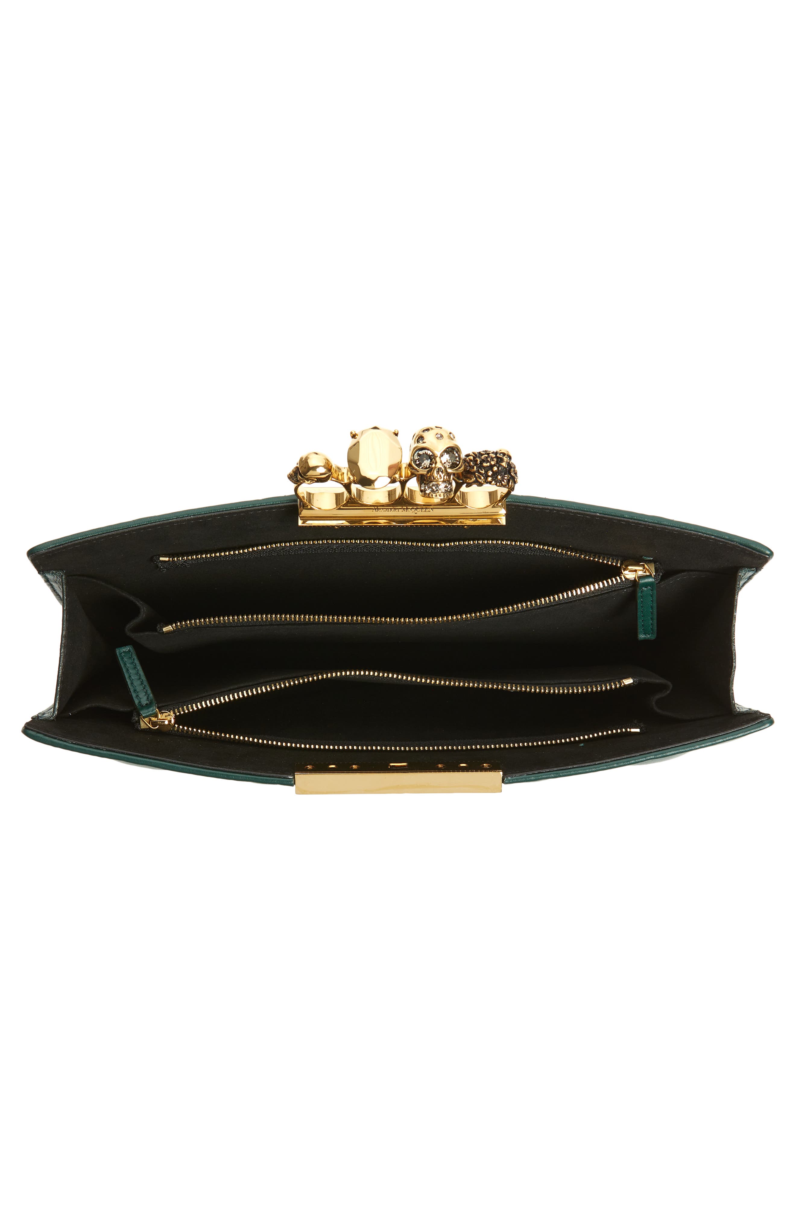 McQueen Alexander McQueen Knuckle Ring Quilted Leather Clutch, Alternate, color, 