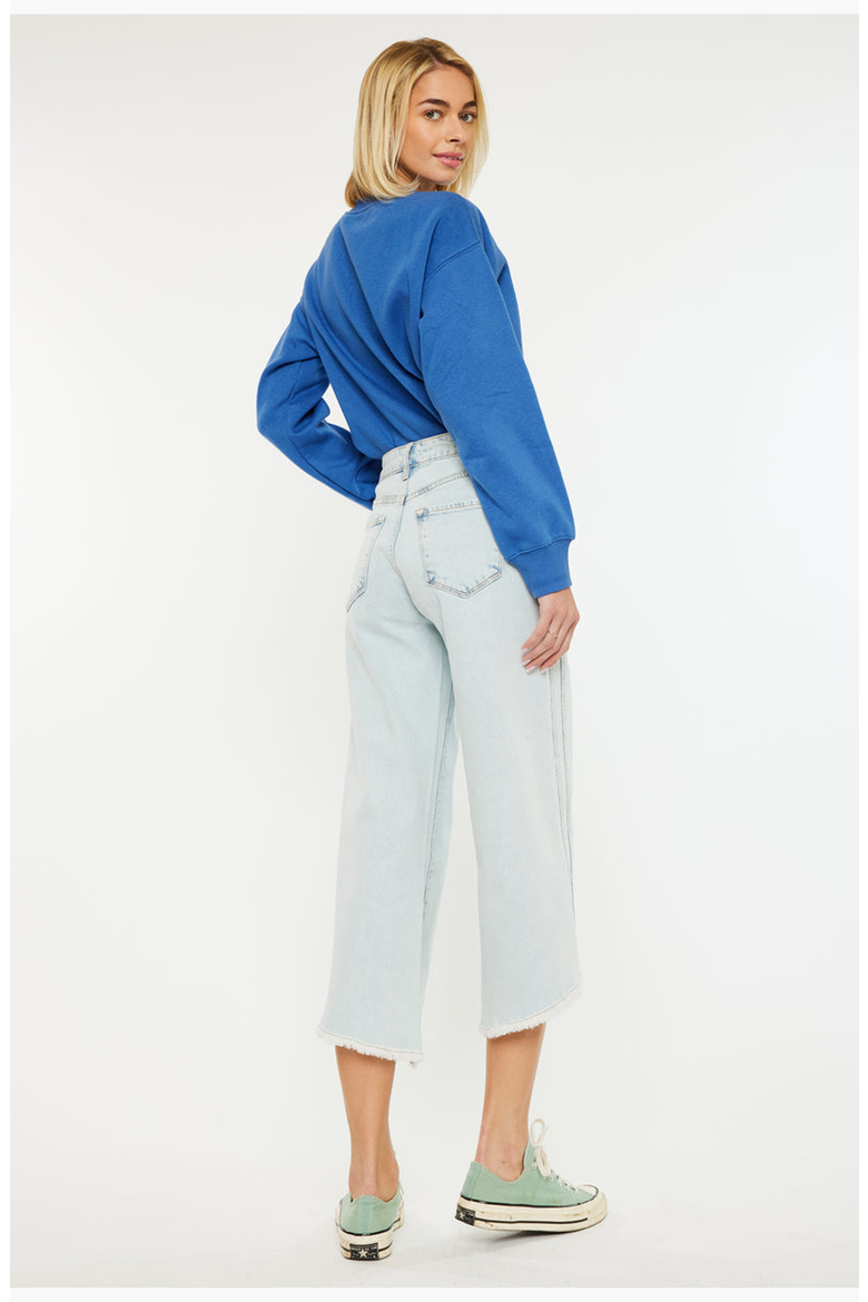 Arnie High Rise Cropped Gaucho Pants, Alternate, color, Light Wash