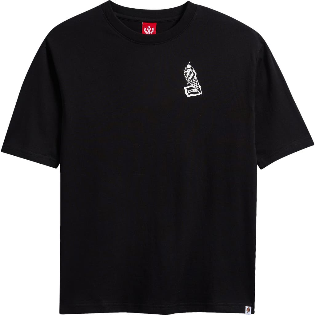 Icecream Kids' Cone Man Cotton Jersey Graphic T-shirt In Black