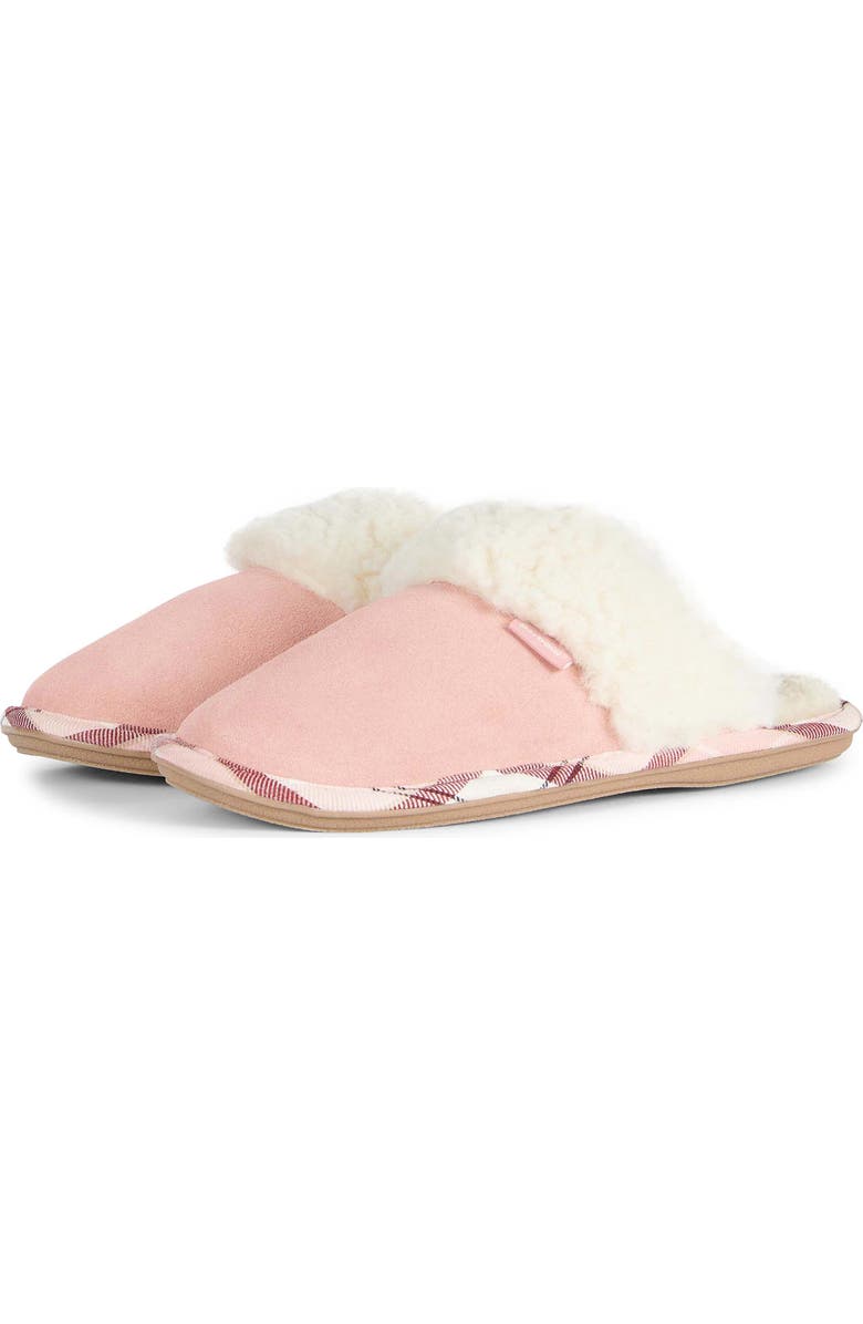 Barbour Lydia Faux Fur Slipper, Main, color, Pink Suede