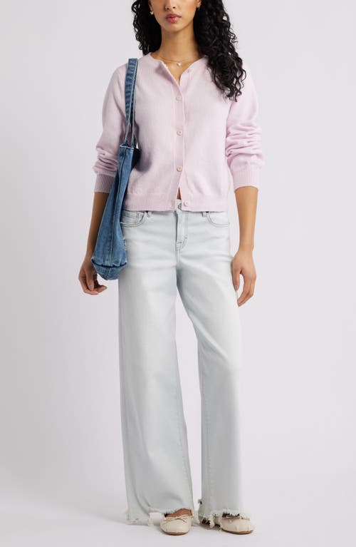 Bp. Crewneck Cotton Blend Cardigan In Pink