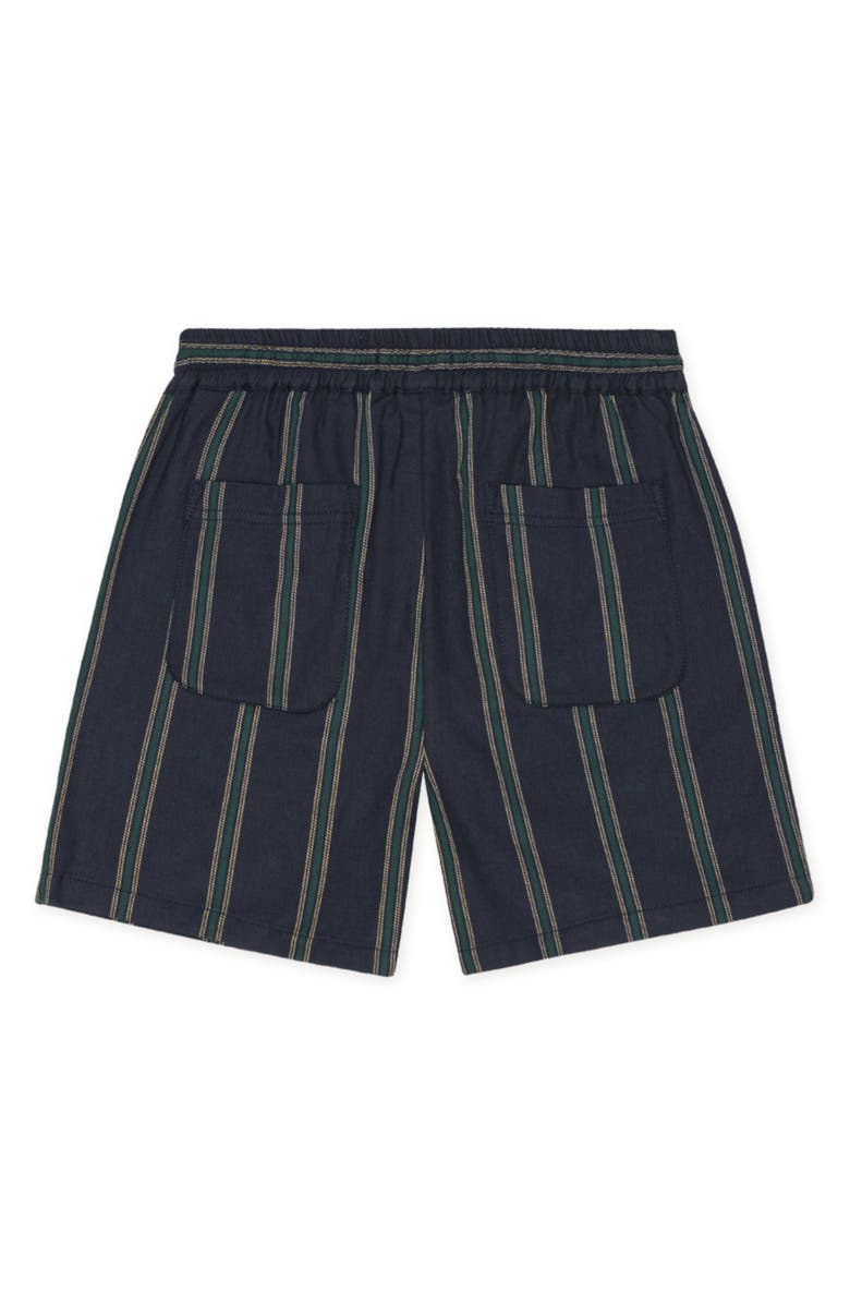 Les Deux Lawson Stripe Cotton Drawstring Shorts, Alternate, color, Dark Navy