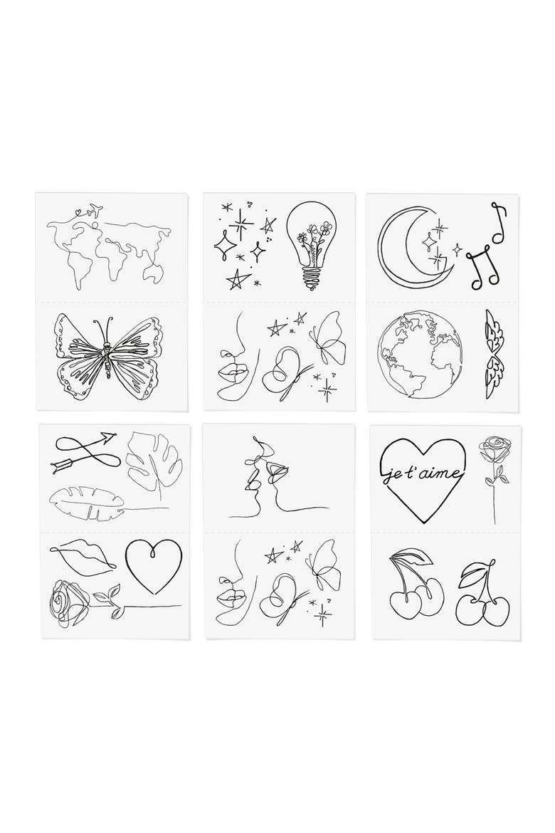 Silhouette Pack Temporary Tattoos, Alternate, color, NONE