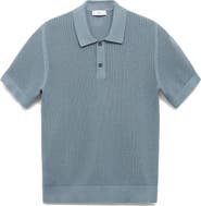 MANGO Openwork Knit Cotton Polo