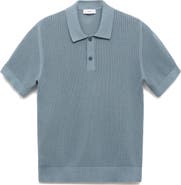 MANGO Openwork Knit Cotton Polo