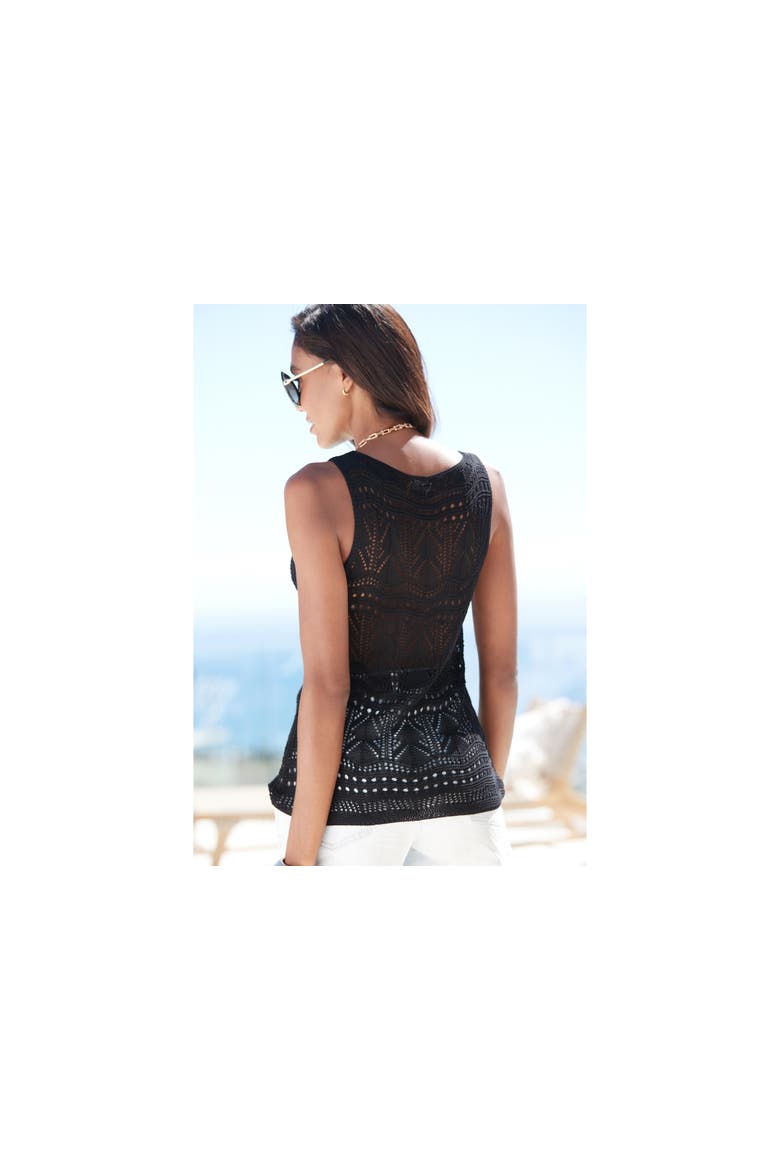 Women's Crochet Tank Top, Alternate, color, Black