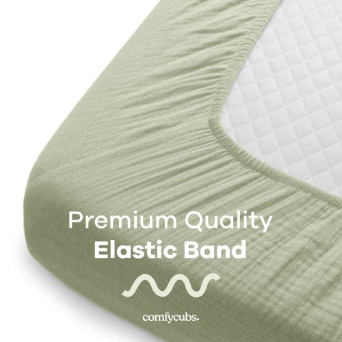 Comfy Cubs Muslin Fitted Crib Sheet In Sage