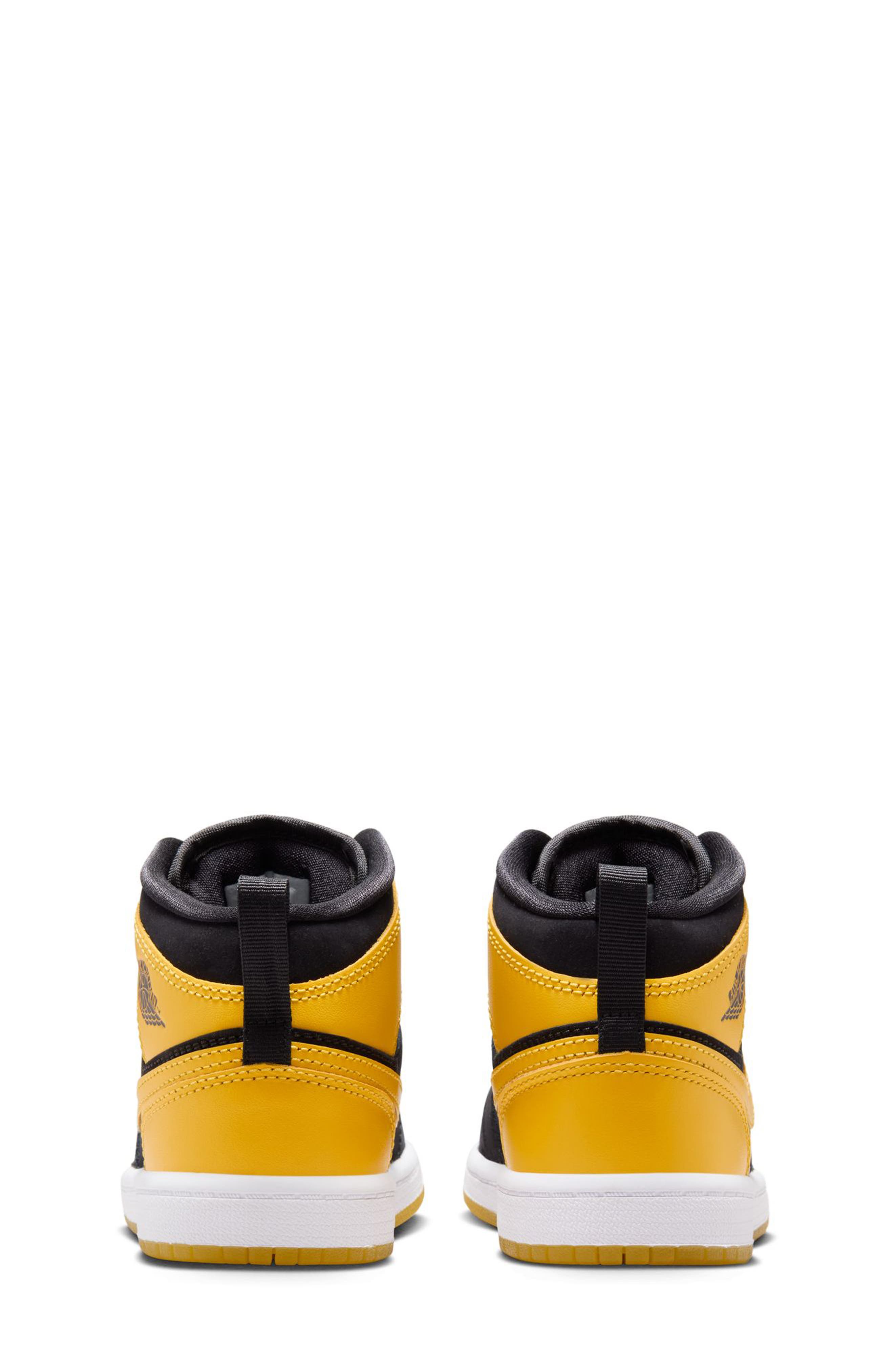 Nike Kids' Jordan 1 Mid Basketball Sneaker, Alternate, color, Black/ White/ Varsity Maize