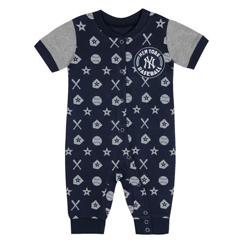 Outerstuff Infant Navy New York Yankees Full-snap Coverall Bodysuit In Blue