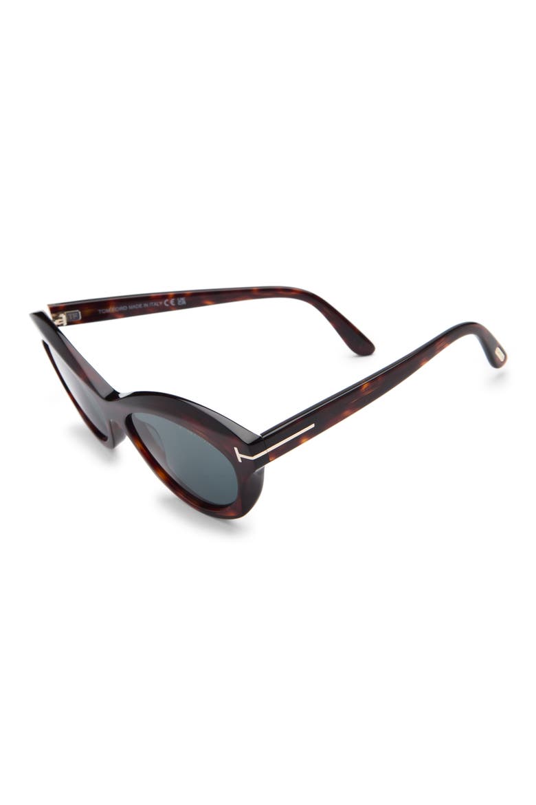 Toni 55mm Oval Sunglasses, Alternate, color, RED HAVANA / BLUE
