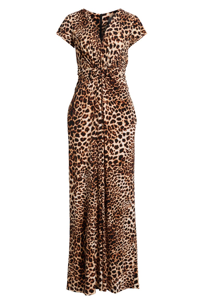 Twist Front Jumpsuit, Alternate, color, CHEETAH PRINT