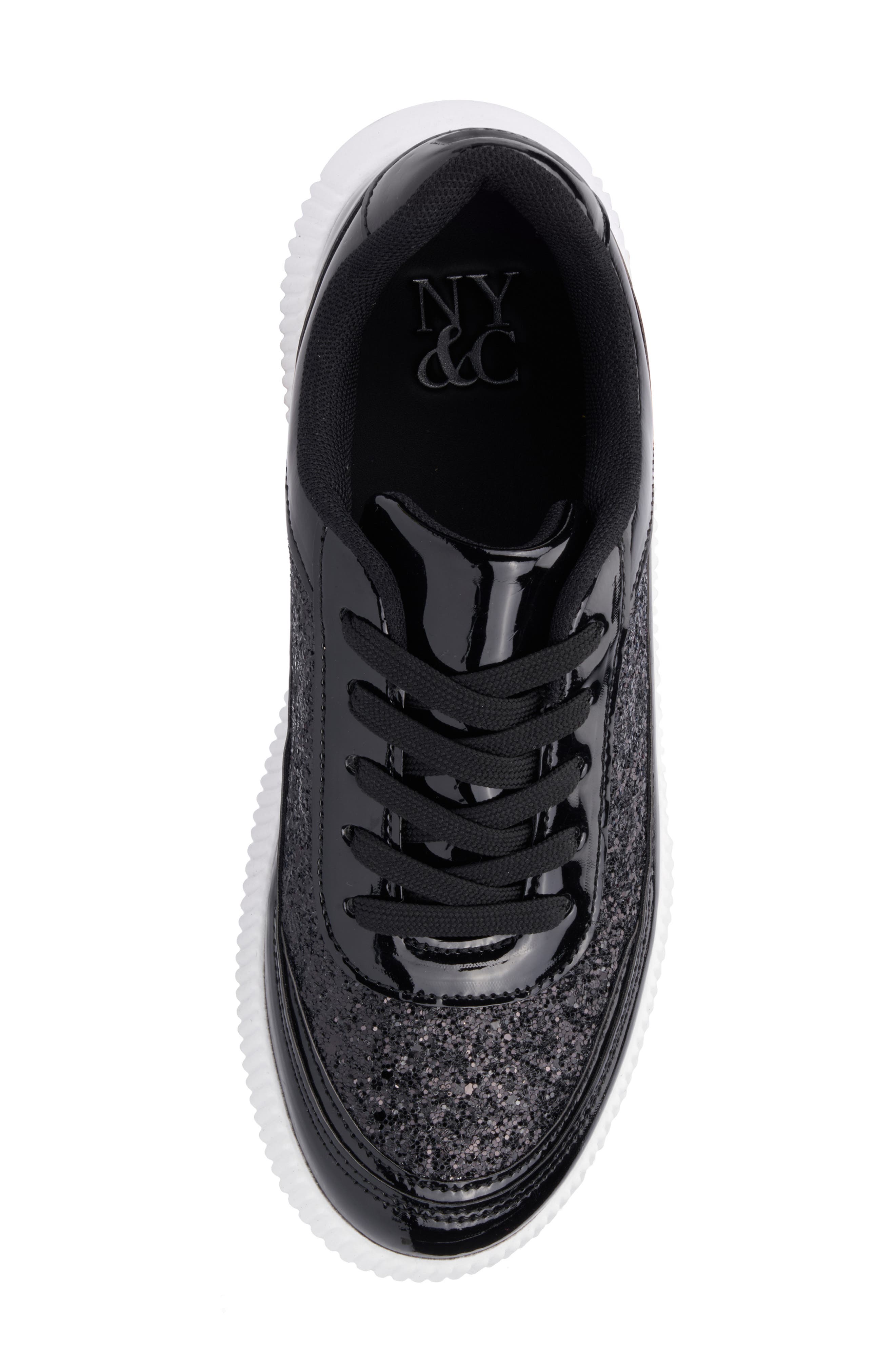 NEW YORK AND COMPANY Tana Platform Sneaker, Alternate, color, Black Glitter