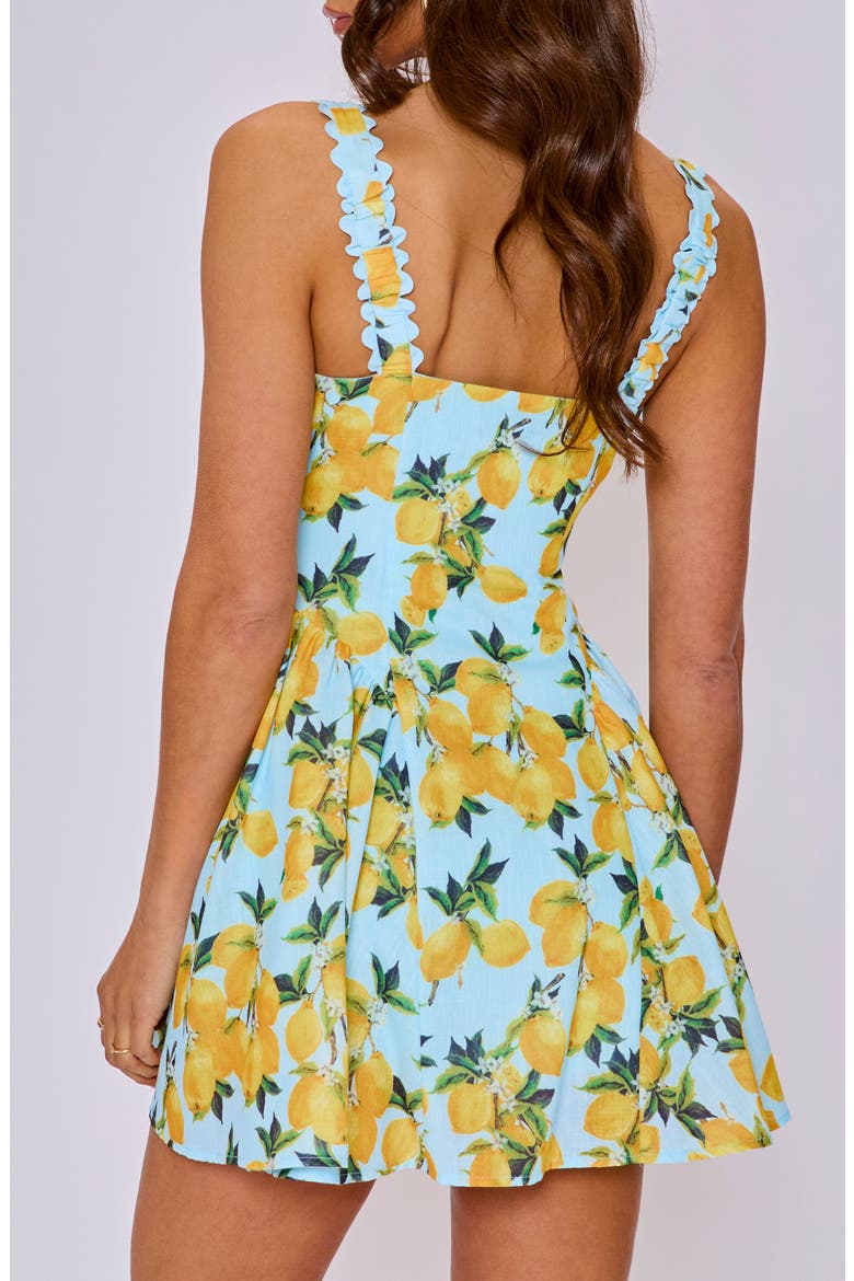 Camille Lemon Print Minidress, Alternate, color, BLUE/ LEMON