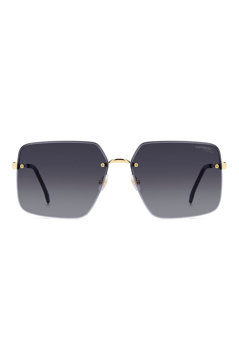 61mm Rimless Rectangular Sunglasses, Alternate, color, GOLD BLACK/ BROWN BLSP