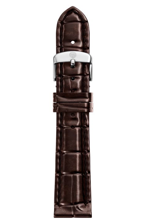 Croc Embossed Leather Watchband, 16mm