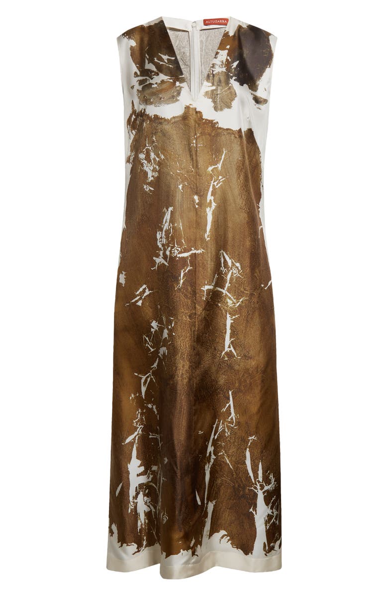 Altuzarra Cherie Body Print Silk Midi Dress, Alternate, color, 