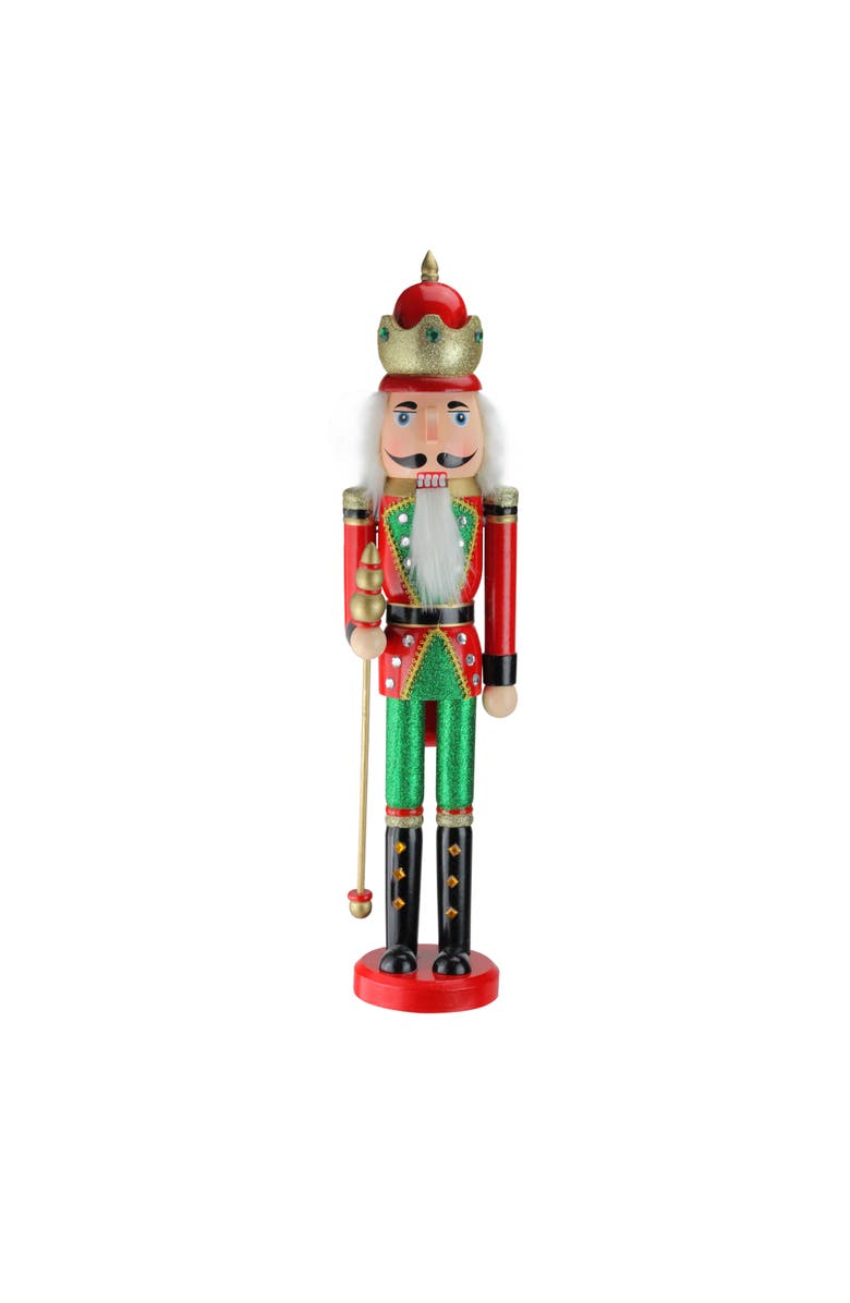 Northlight 24" Red and Green Wooden Christmas Nutcracker King with Scepter, Main, color, 