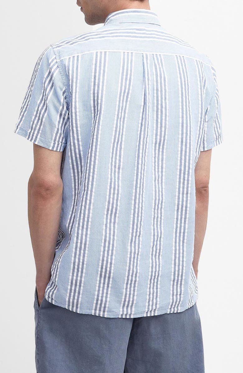 Barbour Stonebay Stripe Short Sleeve Cotton Seersucker Button-Up Shirt, Alternate, color, Sky