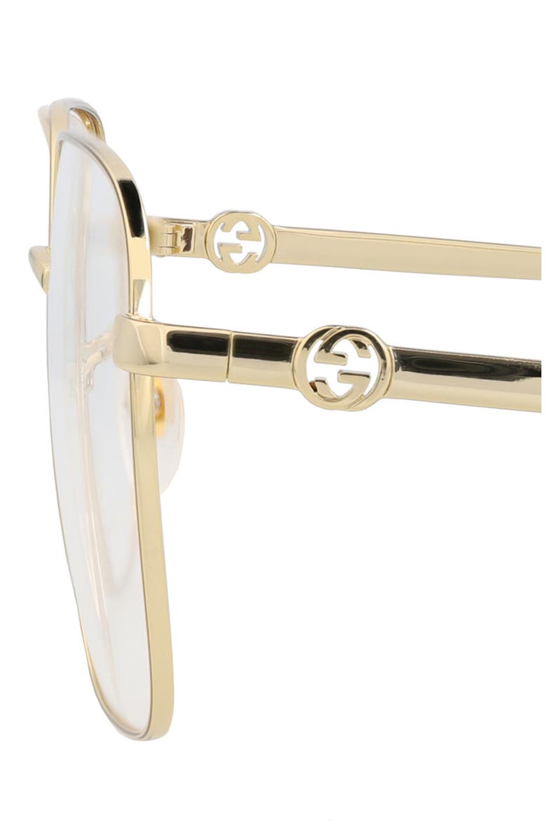 58mm Square Optical Glasses, Alternate, color, GOLD GOLD TRANSPARENT