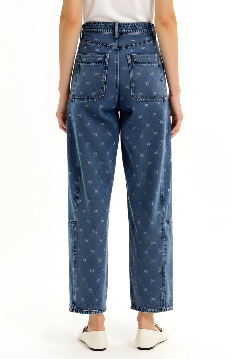 Modenaire Embroidered Denim Barrel Leg Trousers, Alternate, color, Blue
