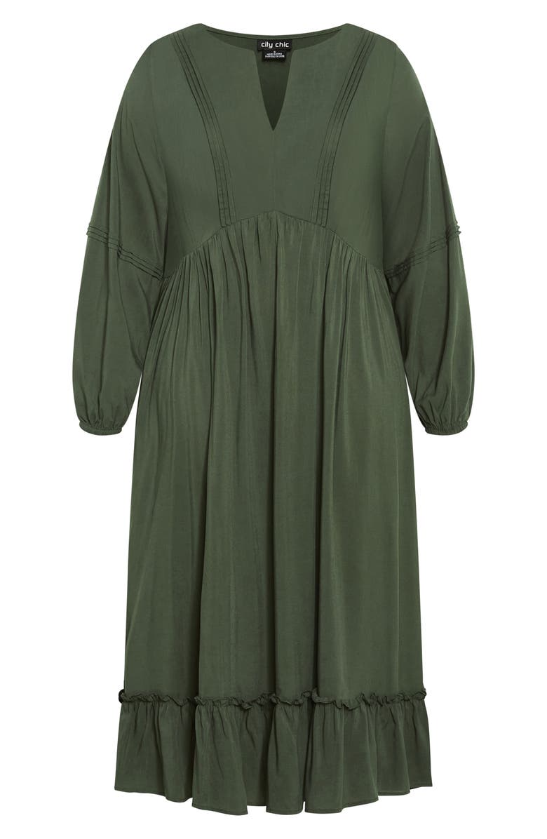 City Chic Alena Long Sleeve Midi Dress, Alternate, color, Khaki