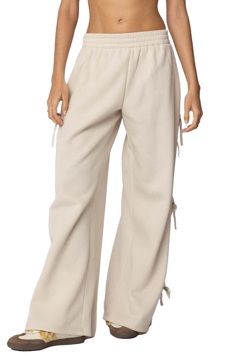 Claudette Bow Wide Leg Sweatpants, Main, color, CREAM