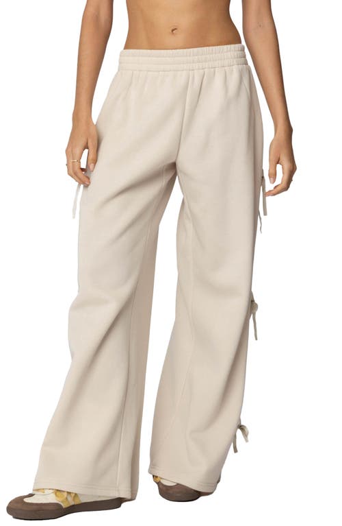 Edikted Claudette Baggy Ribbon Sweatpants In Cream